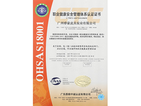 txvlogcom糖心OHSA18001職業健康安全管理體係認證證書（shū）